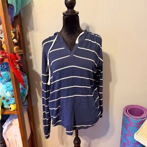 Market & Spruce Navy and White Striped Hoodie